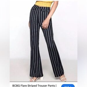BCBG Navy Striped Flare Pants